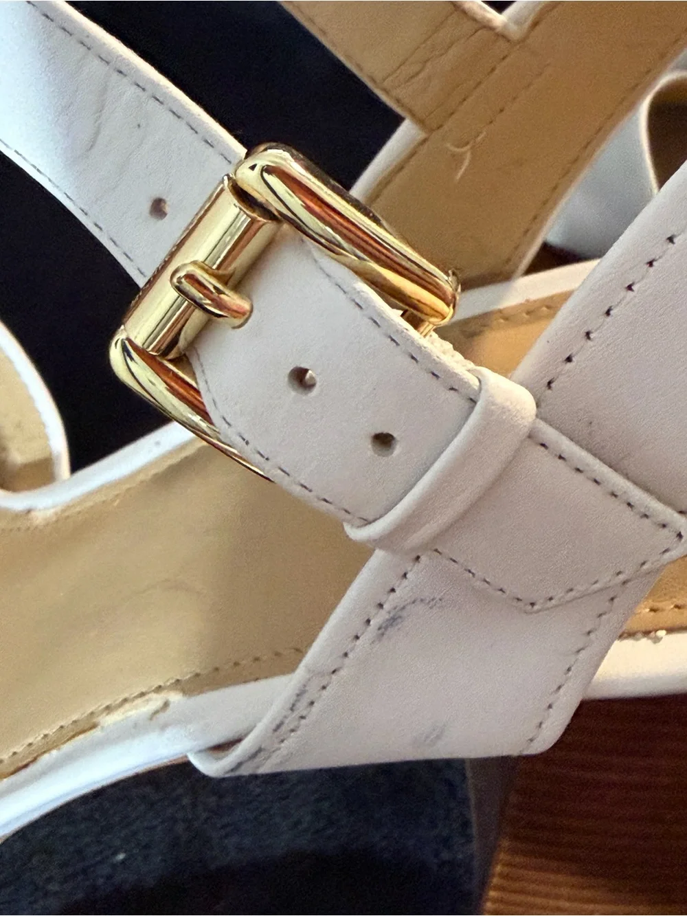 Michael Kors White Leather Cross-Strap Platform Sandals-size 10-Good Cond.
